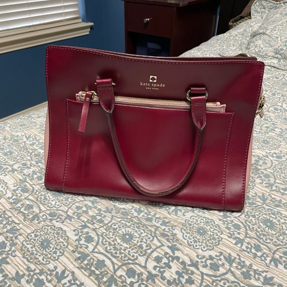 Burgundy and Pink Kate Spade Bag - Picture 2 of 16